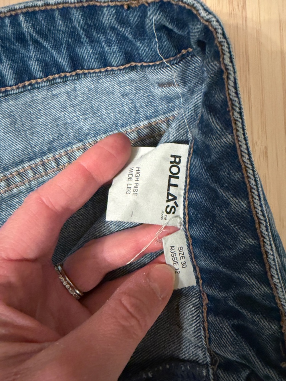 Rollas high waisted Wide Leg Blue Denim Jeans - Picture 2 of 4